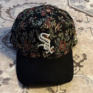White Sox Floral Black Cap with Embroidered Logo